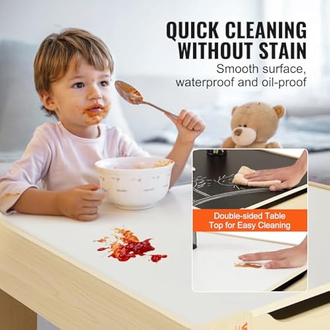 rayihni KIDS TABLE AND CHAIR SET, TODDLER WOODEN TABLE WITH STORAGE DRAWER, 3 IN 1 PLAY TABLE DETACHABLE TABLETOP FOR ART, CRAFT, READING, LEARNING KIDS TABLE AND CHAIRS FOR CLASSROOM, NURSERY, PLAYROOM - Image 5